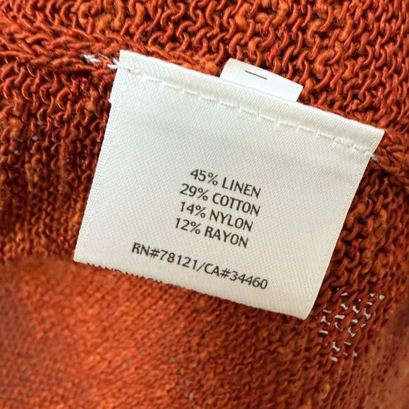 EILEEN FISHER Cardigan Jacket Size XL Linen Blend Knit Rust Womens Open Sweater - Picture 7 of 7